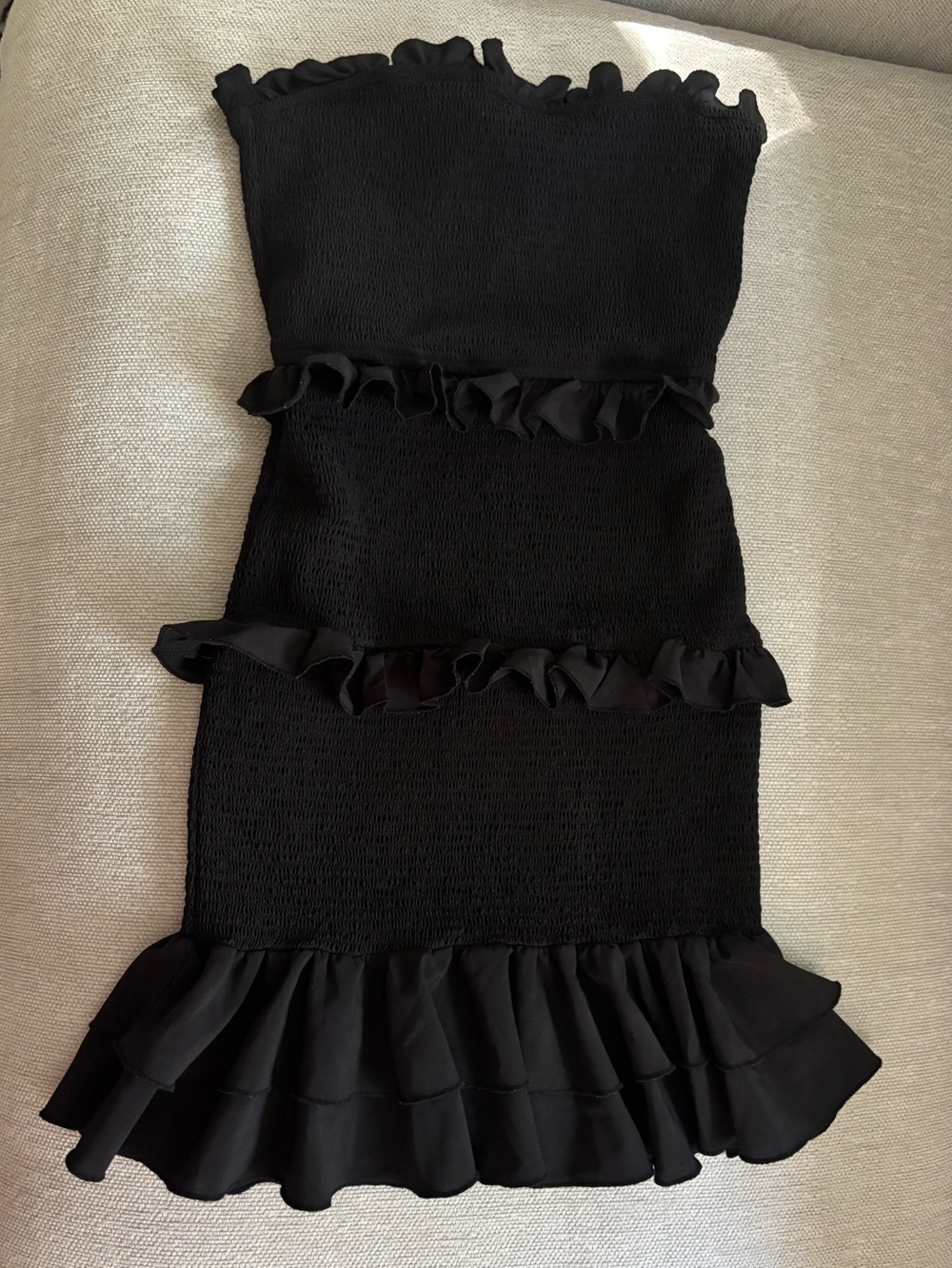 Black Ruffle Mini Dress - Picture 1 of 3